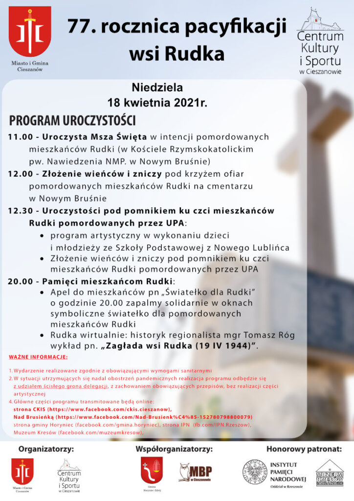 Rudka plakat informacyjny o uroczystościach 77. rocznica